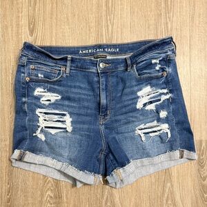 American Eagle Outfitters Blue Jean Shorts Distressed Cuffed